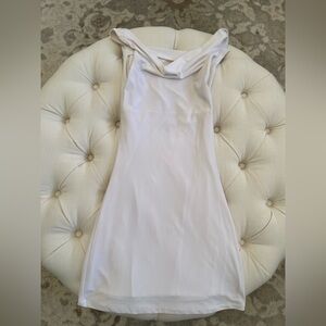 Y2K White Mini Dress Open Back sz XXS